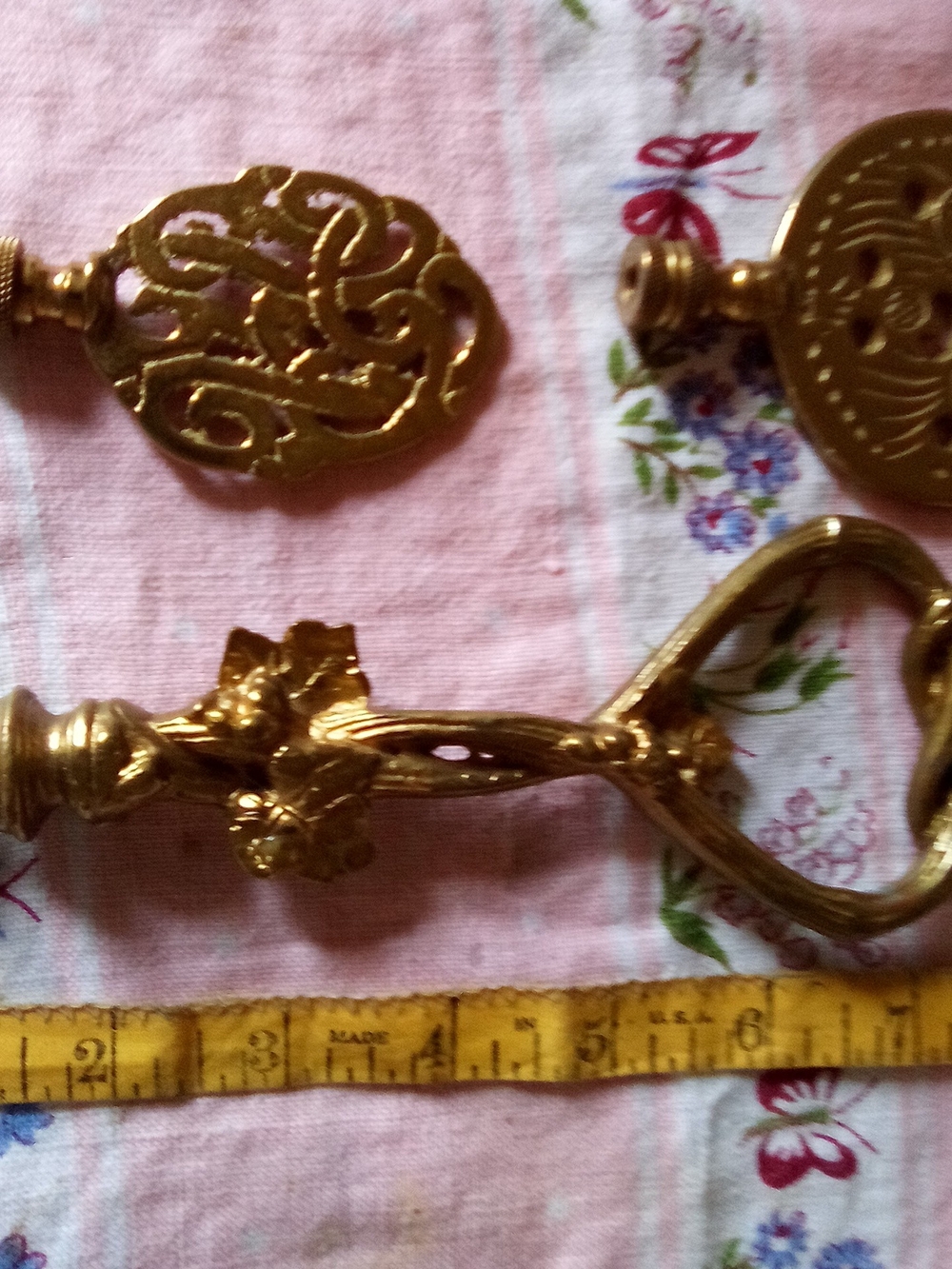 3 Vintage Solid Brass Large Lamp Toppers Finials